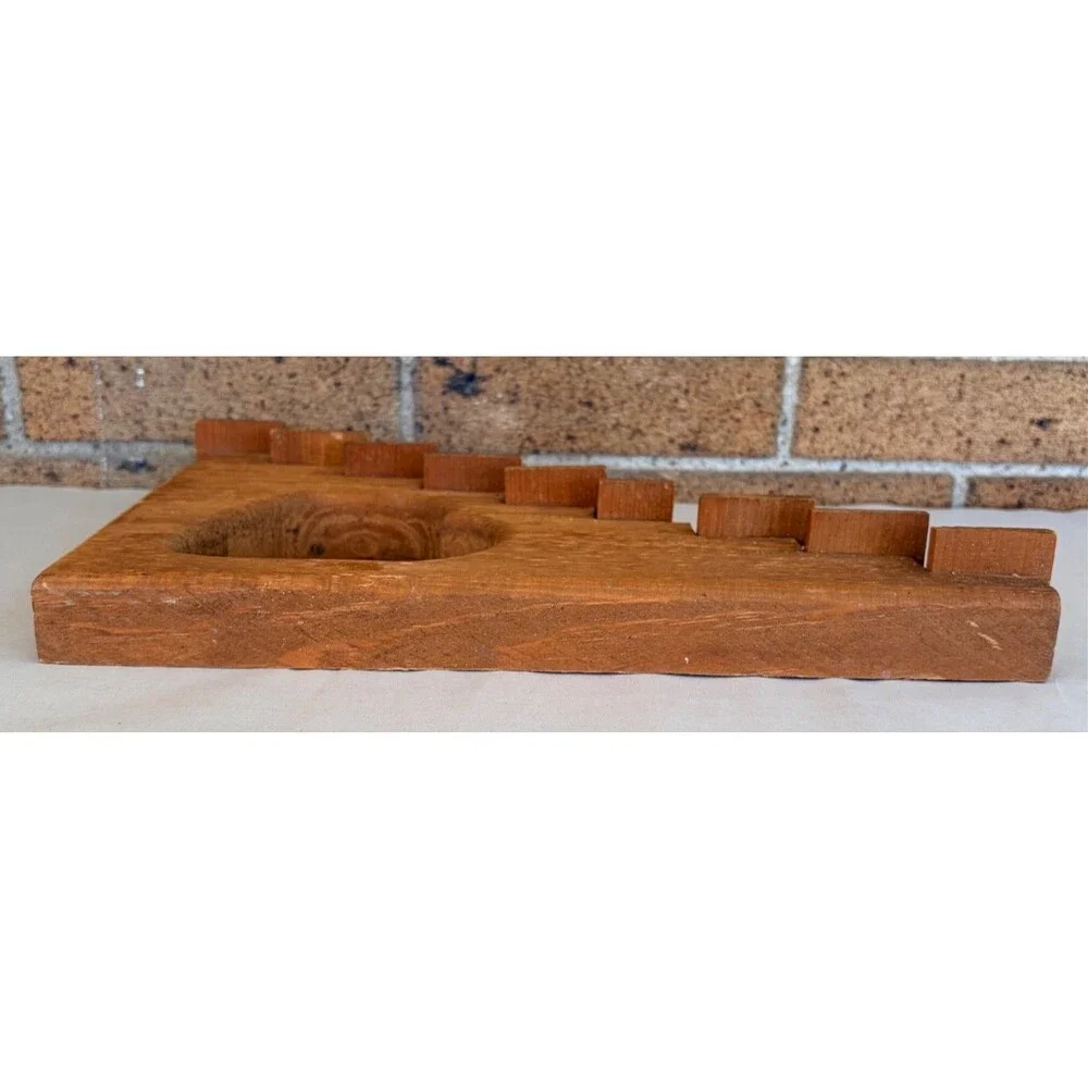 Vtg Wood Staircase Trinket Shelf  Heart Cutouts 80s 90s Country Decor